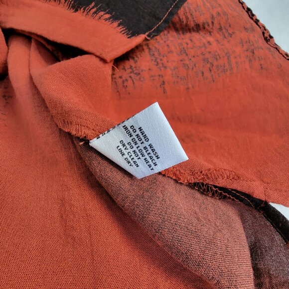 Habitat Womens Orange & Black Tunic Jacket Medium Button Front Asymmetrical Hem - Picture 5 of 9